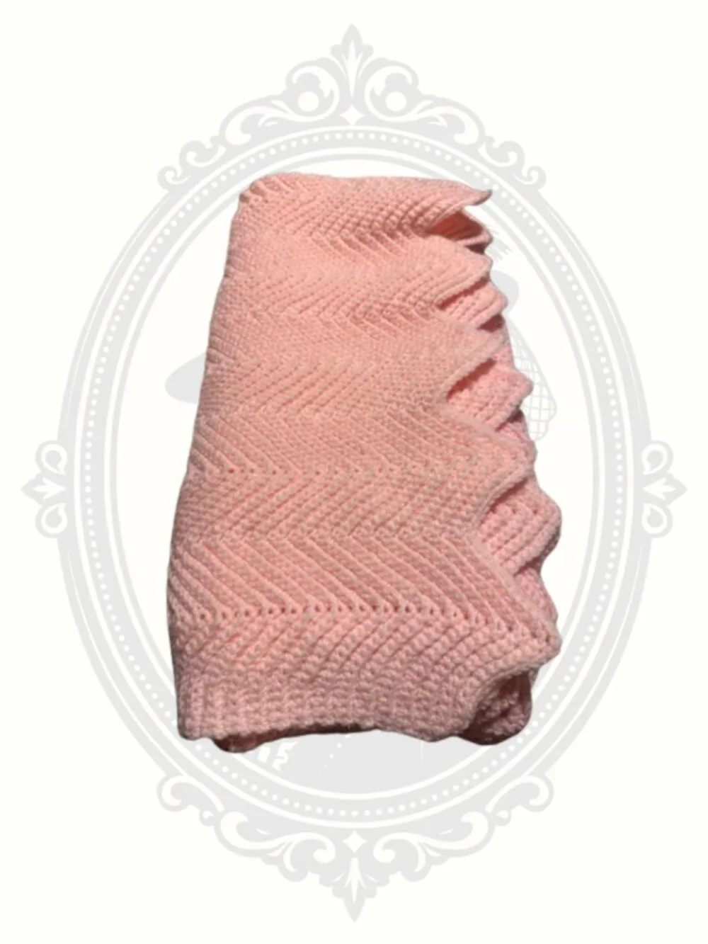 Hand Crocheted Baby Blanket Pink Chevron Ripple Crib Stroller 44x40.5